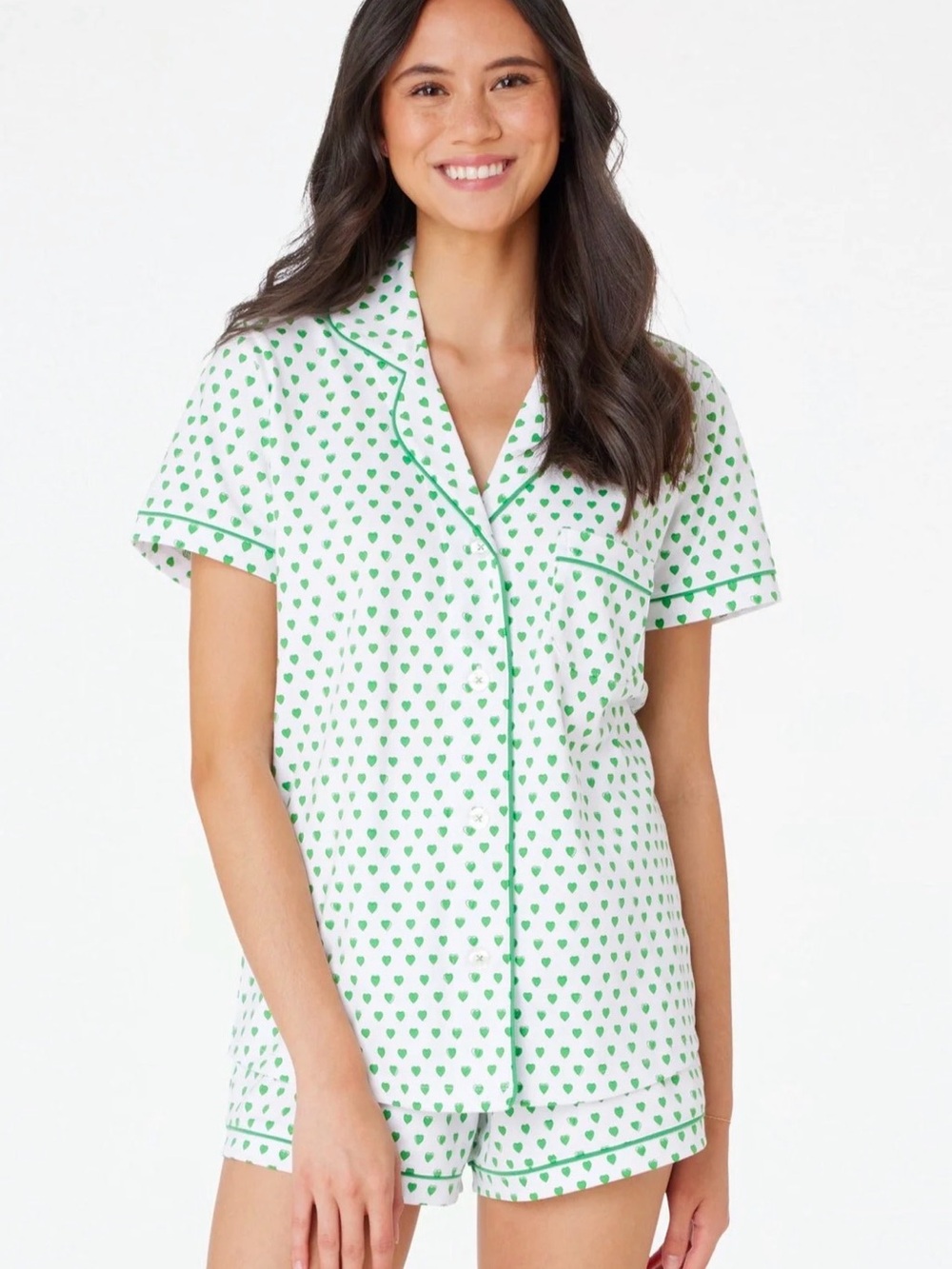 Roller Rabbit Green Hearts Polo Pajamas
